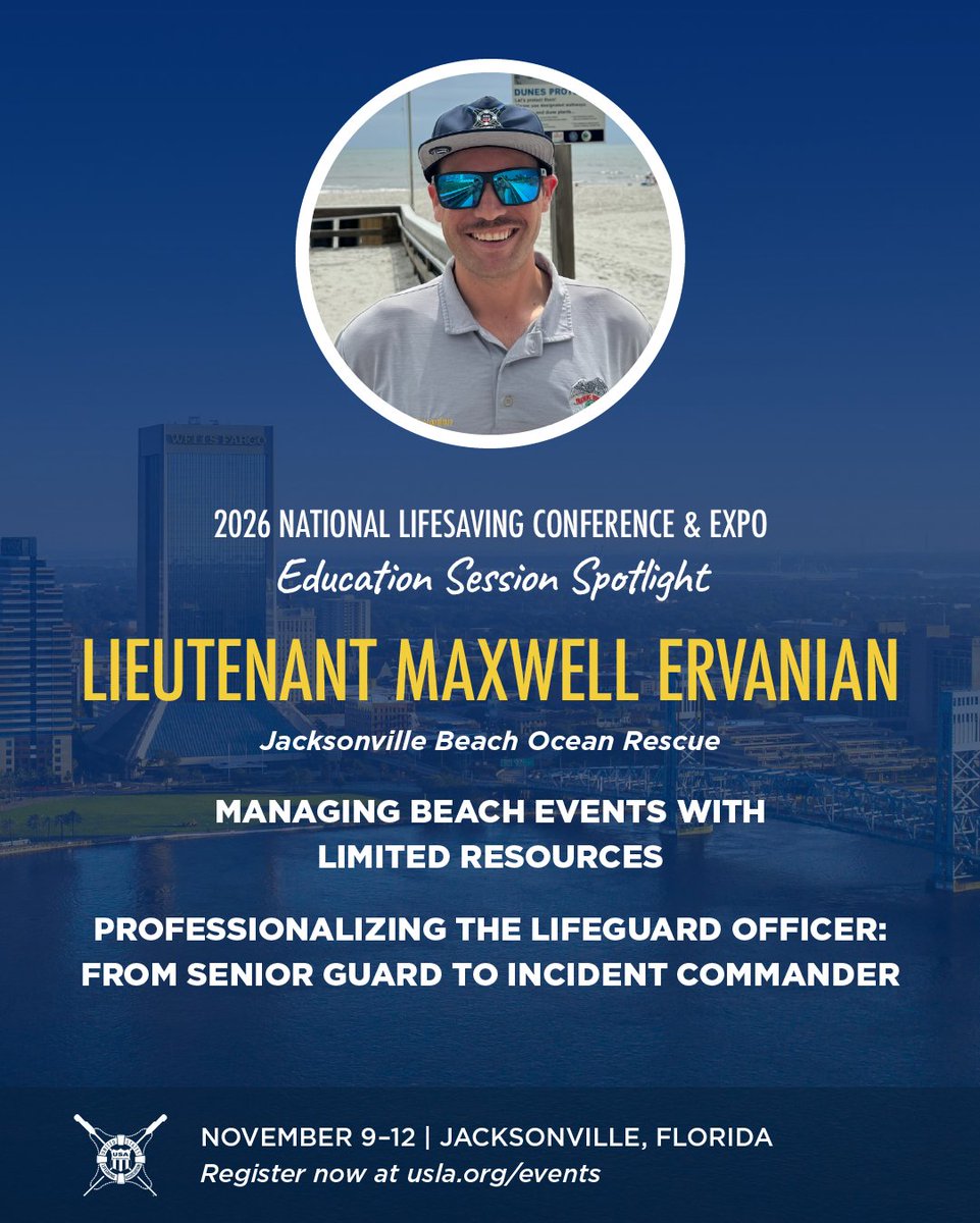 uslifesaving's tweet photo. Education takes center stage at the 2026 USLA National Lifesaving Conference &amp; Expo in Jacksonville! Our expanded schedule gives attendees more opportunities to choose the sessions most relevant to them. Learn more: https://t.co/D0d6eEY5e1 https://t.co/gbTzu9aoMC
