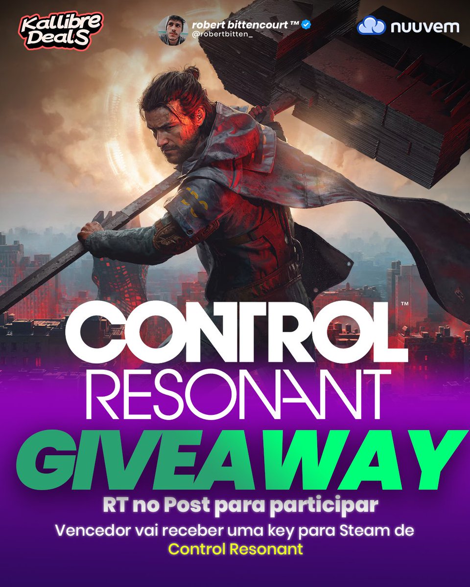 robertbitten_'s tweet photo. Você pode ter a chance de ganhar Control Resonant para PC

Para participar:
- RT nesse post
- Seguir @kallibredeals e @nuuvem
- Ser Brasileiro 🇧🇷

Resultado dia 05/10 às 21h https://t.co/xYP8bH2Rg5