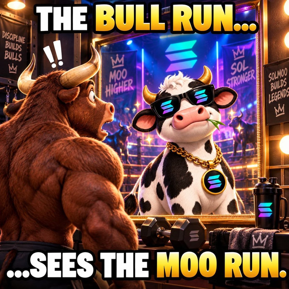 slummdon's tweet photo. The bull run had its turn. 🐂
Now step aside… the MOO RUN is here 🐮🚀

$SOLMOO doesn’t follow the market, it takes over.

MOOOOOVE aside. 😎🔥

@SOLMOOsvj @Cryptmaill here's my entry to the meme contest.. enjoy🥂

#SOLMOO #SOL #Memecoin #Solana #Crypto #Web3 #PumpFun https://t.co/SqHdIcAwYj