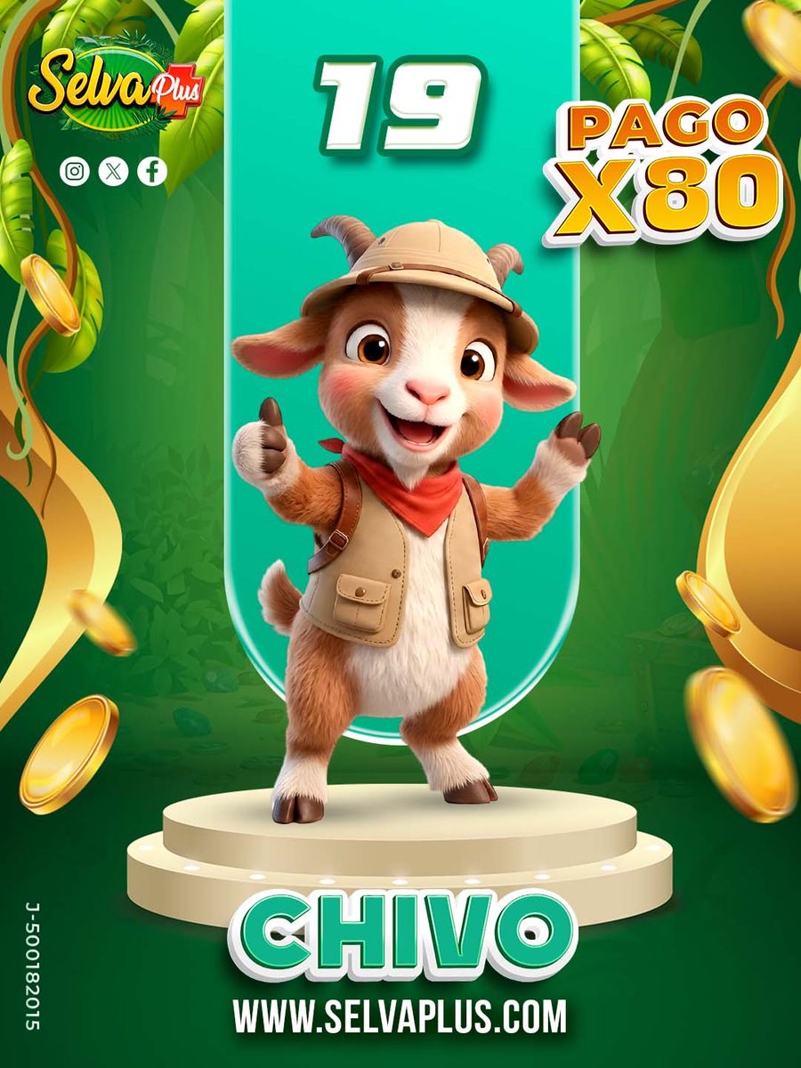 SelvaPlus's tweet photo. ¡El animalito millonario llegó rugiendo fuerte! 🐾💰

📅 Hoy es: Martes, 29 Sept 2026
⏰ Hora del sorteo: 03:15 PM
🥇 Animalito ganador: 19 Chivo

🌴 ¡La selva está celebrando! ¿Eras tú quien confió en el animalito ganador? https://t.co/tNpCMQRmaQ