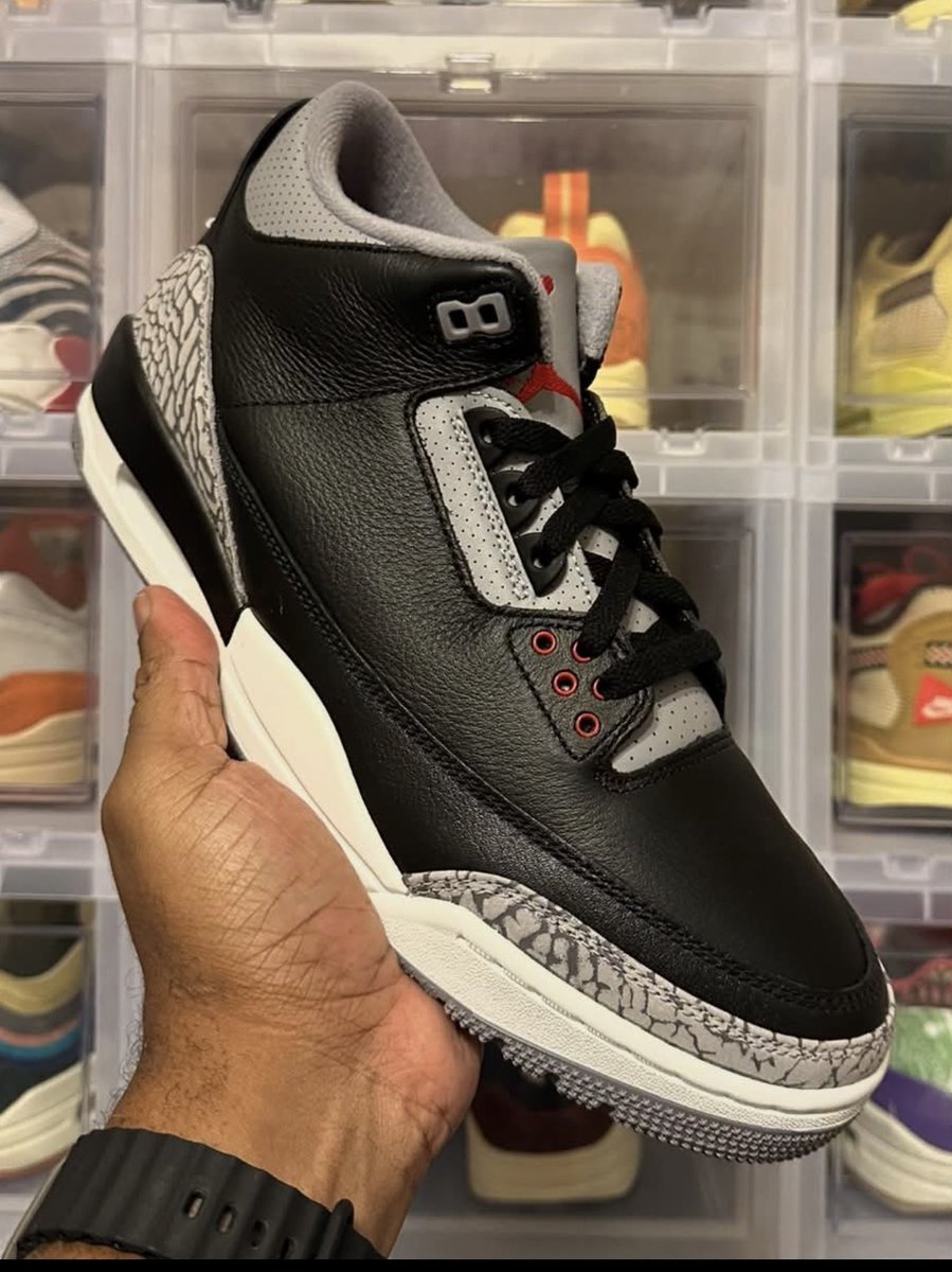 PolosNJays's tweet photo. @unboxed_app The Jordan 3 Black Cement was my first cop and still my favorite sneaker in my collection. Seeing MJ play in these as well as watching the Mars Blackmon commercials made these a must have. https://t.co/StD9GWpMkl