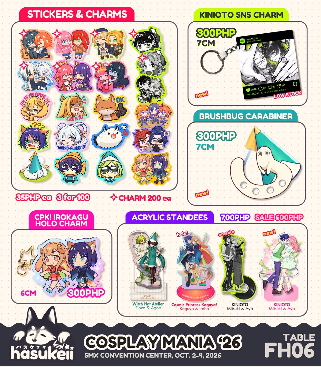 hasukeii's tweet photo. [🐺RT ] — cosplay mania 2026 catalogue💫

am bak with more sayolara EHEHEH 🐟🐟🐟

🏷️goodbye lara, cosmic princess kaguya, mitsuaya, arkco, witch hat atelier 
📍 Artist Alley FH-06 Wan Wan Wanderland

✉️DM for reservation, strictly PAYO

#Cosmania2026 
#FanfairAtCosplayMania2026 https://t.co/NorJZjKtnh