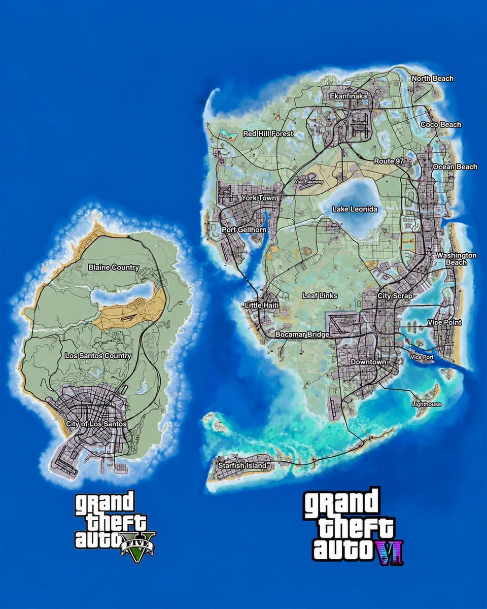 Complex's tweet photo. GTA VI is officially twice the size of GTA V.

Rockstar says the map is at least double the size, with more explorable interiors including rooftops, alleyways and fully explorable buildings.

Via Game Informer https://t.co/gup3KSrwpo