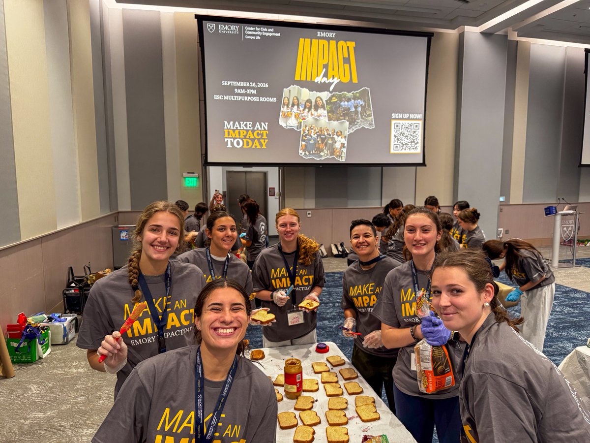 EmoryUniversity's tweet photo. Emory’s Impact Day was a success! 💙💛 

Thank you to all the students, faculty, staff and alumni who came together to serve nonprofit organizations on campus and throughout metro Atlanta. Some photos from our campus volunteer event!

#Emory #EmoryUniversity https://t.co/FBQduP1Zbg