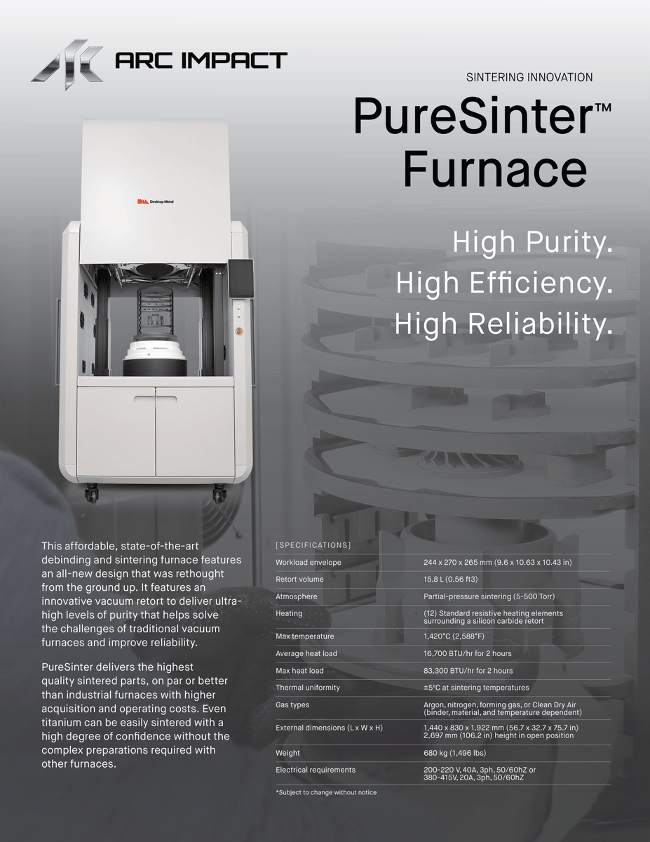 Arc_Impact's tweet photo. High purity. High efficiency. High reliability.
#ArcImpact’s PureSinter® Furnace uses an innovative vacuum-retort design to help minimize contamination and support high-quality sintered metal parts, including titanium components. https://t.co/h0NjHi52tc