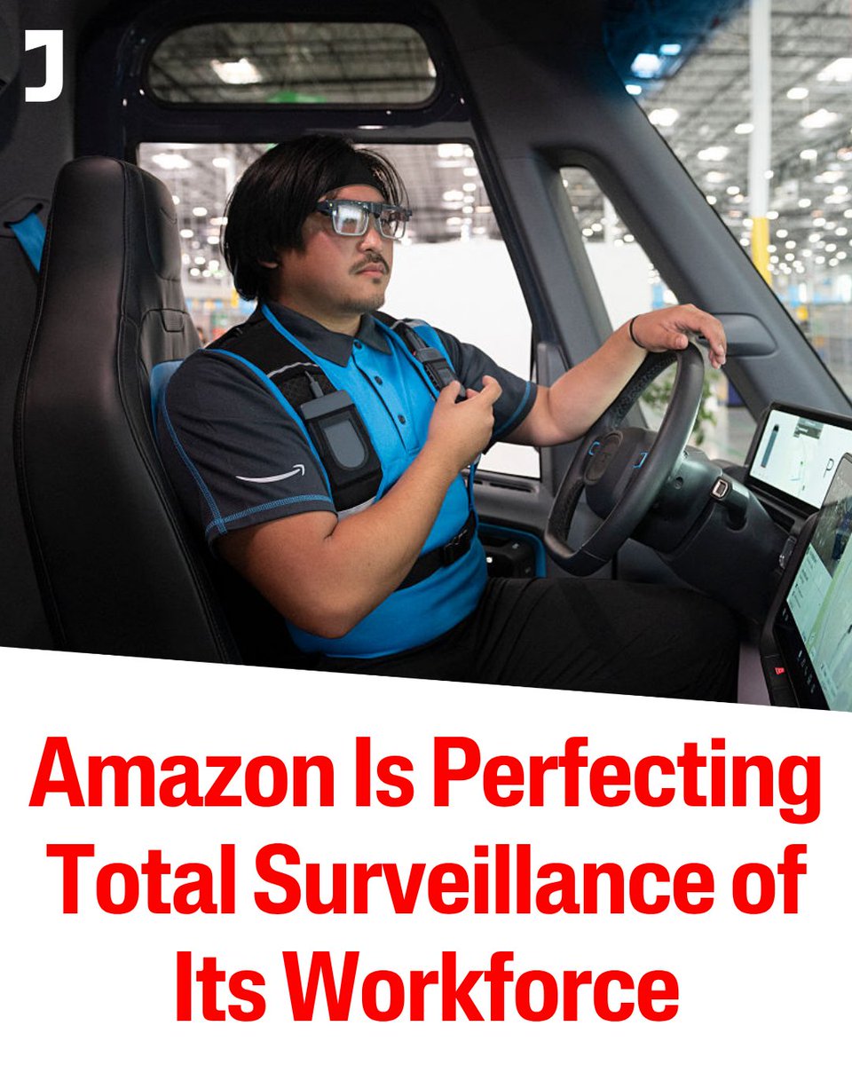 jacobin's tweet photo. Amazon says it is introducing “smart delivery glasses” in order to make delivery safer.

A former Amazon delivery driver argues that the glasses will also help it further expand AI-driven surveillance and control of its workforce: https://t.co/EOC3t7z9v8 https://t.co/Z8eMJfeMv7