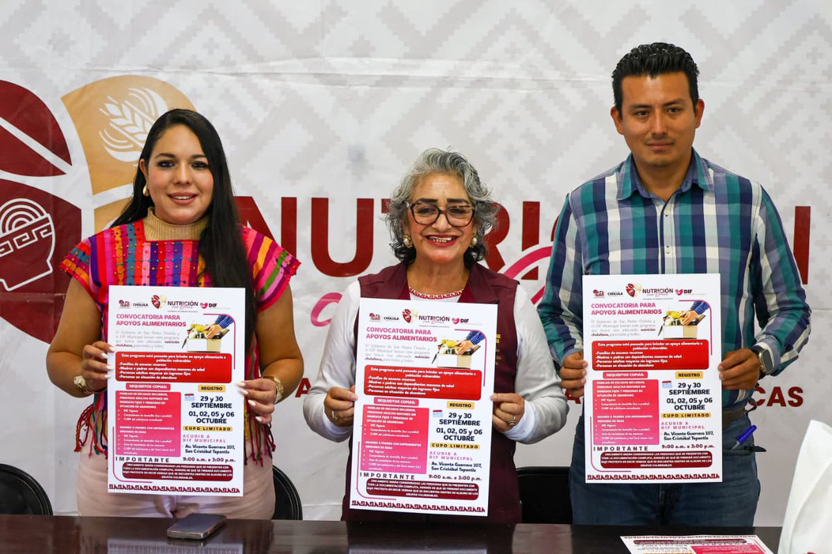 TodoCholulaMX's tweet photo. ❤️ Nutrición con Amor apoyará a 1,000 familias cholultecas en situación de vulnerabilidad.
📅 Registro: 29 y 30 de septiembre; 1, 2, 5 y 6 de octubre
🕘9:00–15:00 h
📍DIF Municipal, Av. Vicente Guerrero 107, San Cristóbal Tepontla.
Lleva tu documentación completa. ¡Cupo limitado! https://t.co/NOVyhYZpjg