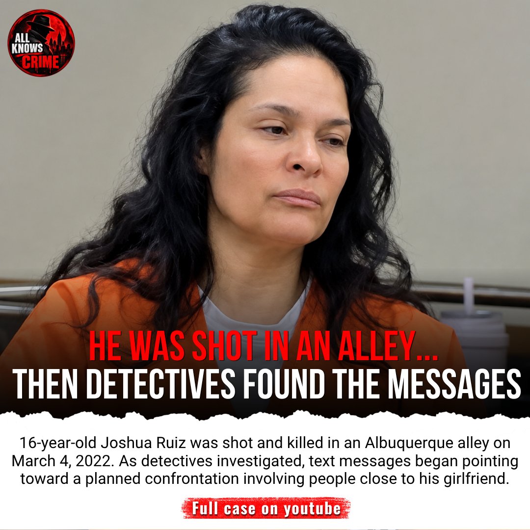 AllKnowsCrime's tweet photo. 16-year-old Joshua Ruiz was shot in an Albuquerque alley the father of his girlfriend's unborn child. Text messages later revealed a planned confrontation involving people close to her own family. 😳

Full case on YouTube — link in bio. https://t.co/h2ENg5CFvx