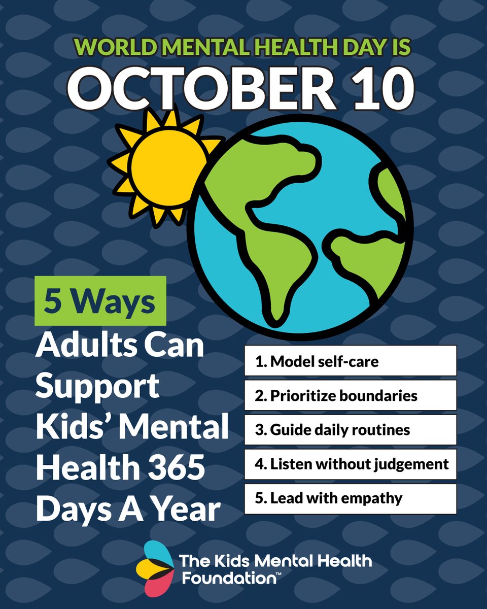 Andy's tweet photo. Kids experience challenges, stress and big emotions, too. This World Mental Health Day, I'm reminded of the role adults play in supporting kids' emotional wellness and grateful for these reminders from The Kids Mental      Health Foundation. @KidsMHF https://t.co/AizXImiMtY