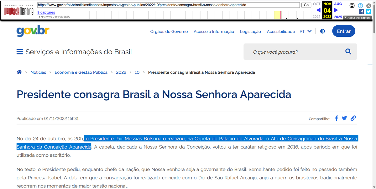schmittpaula's tweet photo. Boa tarde, @mcfernandes , tudo bem? Meu nome é Paula, sou jornalista e queria saber se na sua fatídica fala na Globo você sabia que Bolsonaro em 2022 "realizou o Ato de Consagração do Brasil a Nossa Senhora da Conceição Aparecida".
Obrigada pela resposta
https://t.co/mADwOfQMz8 https://t.co/P5BN31lsh9