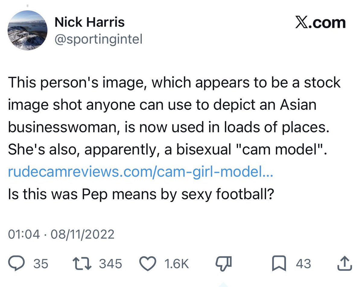 bombsquad67's tweet photo. Never forget when 2022 manchester city sponsor 8xbet had a fake ceo where the profile picture displayed was a stock image of a random woman who is a london based model, the company didn’t accept bets,  the betting company was mysteriously owned by a dubai betting org (who had one client that was 8xbet) - and the meta data behind the website administrator for 8xbet was located in the UAE 👍