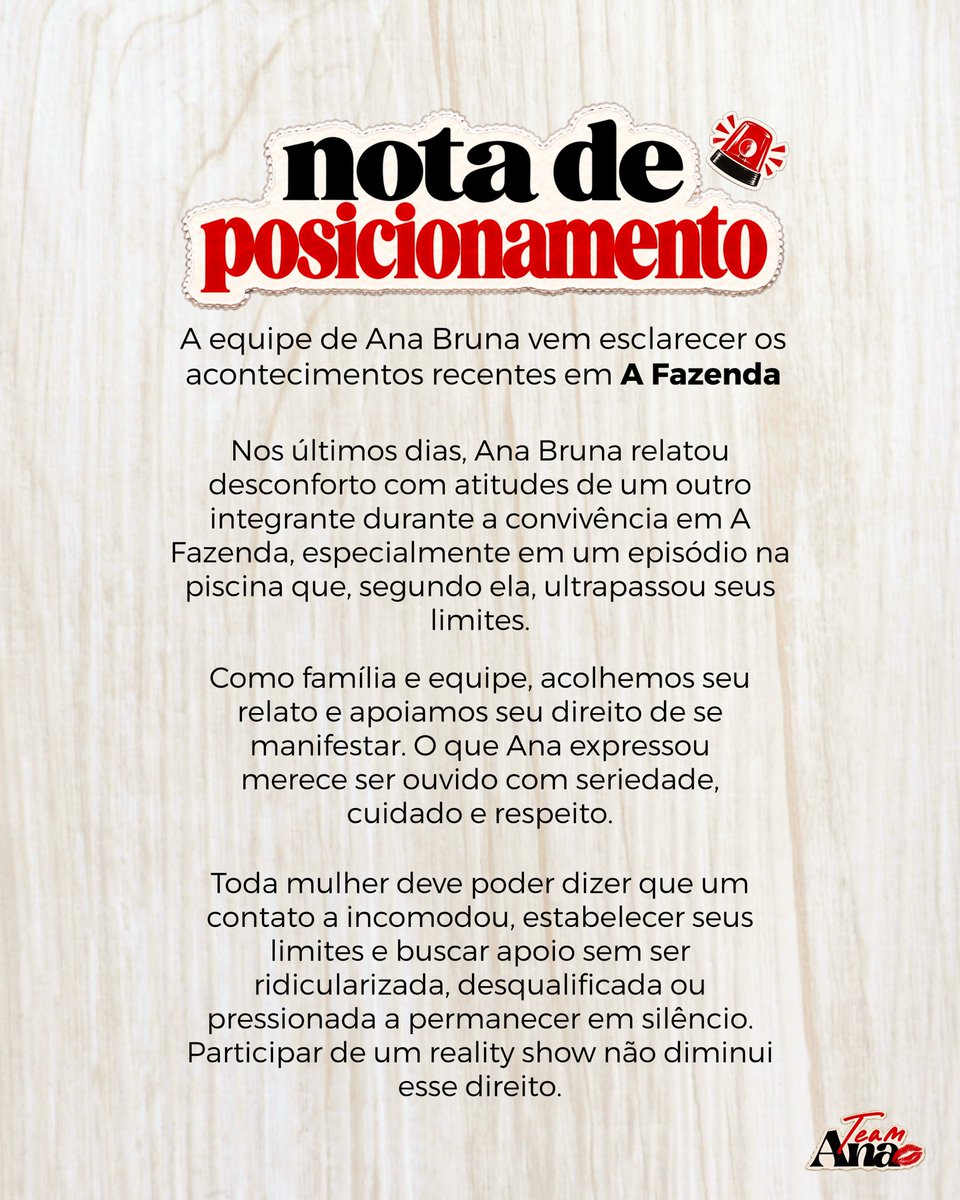 euanabruna's tweet photo. 🚨 NOTA DE POSICIONAMENTO 🚨
#TeamAna | #AFazenda18 https://t.co/f3S72pK1Cx