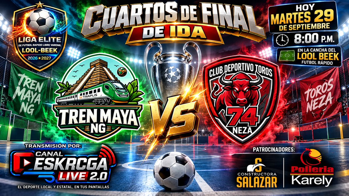EskrcgaLive2's tweet photo. 🔥 HOY CUARTOS DE FINAL en Lool Bee
🕗 8 PM: Tren Maya NG 🆚 Toros Neza
🕘 9 PM: Doble E 🆚 Zetina
📺 En vivo por ESKRCGA LIVE 2.0
🌐 https://t.co/dIVNR4sVev
Síguenos y comparte 🙌
#EskrcgaLive2 #CuartosDeFinal https://t.co/lnymC3Z2uB