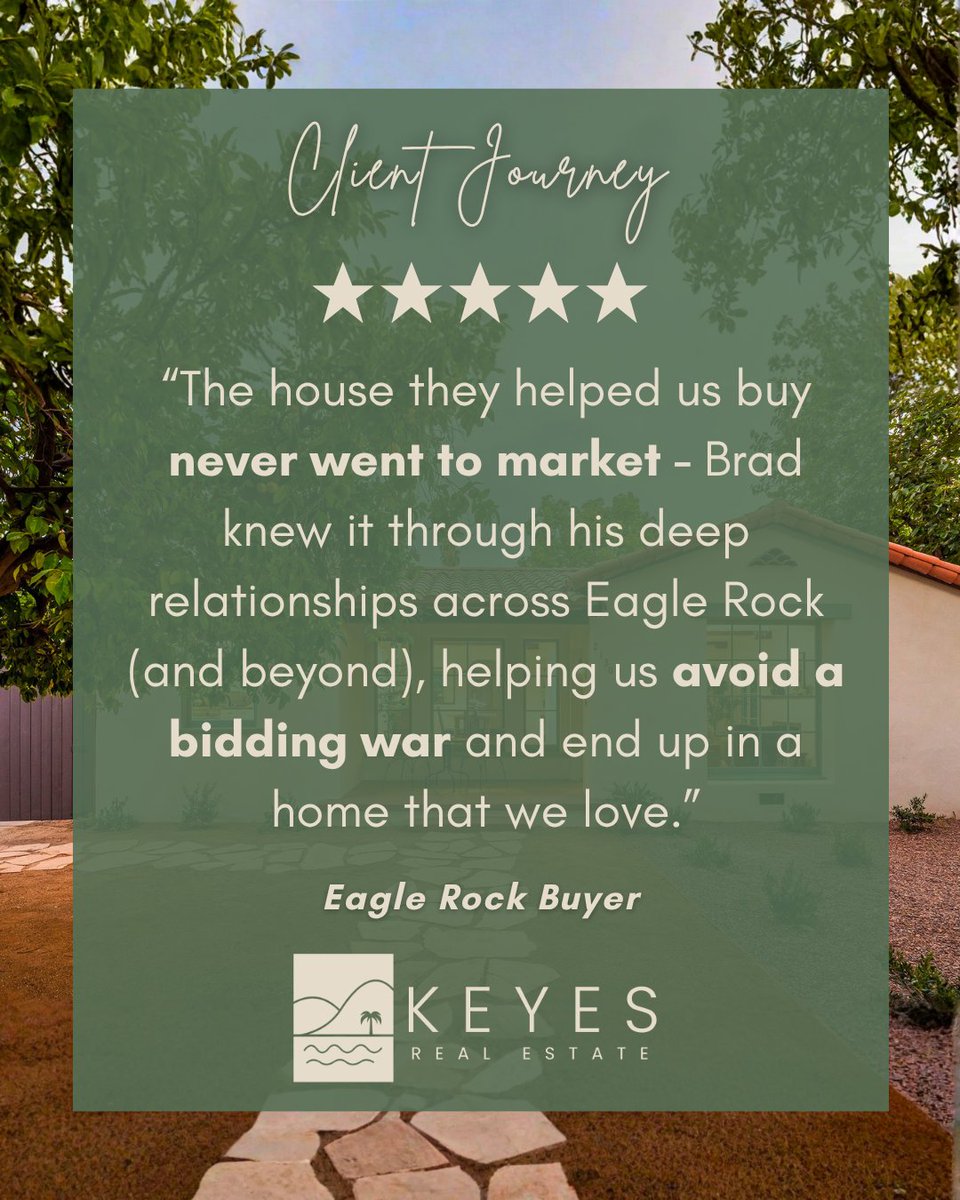 keyesreLA's tweet photo. 🧳 Client Journey • First-Time Buyers. An #OffMarket Home. Our #EagleRock Connections 🦅. #ClientTestimonial #BuyerRepresentation https://t.co/SQMzVL5Obq https://t.co/NQVWDgTQvE