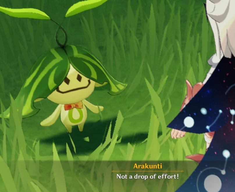 Ridlharr's tweet photo. aranaras were the best "marketable little guy" creatures in genshin bc they weren't afraid to call you stupid and just say things without filter, which was very fun. like i genuinely enjoyed their personalities, they weren't overly cute or ass-kissing https://t.co/mH0fxMCsRn