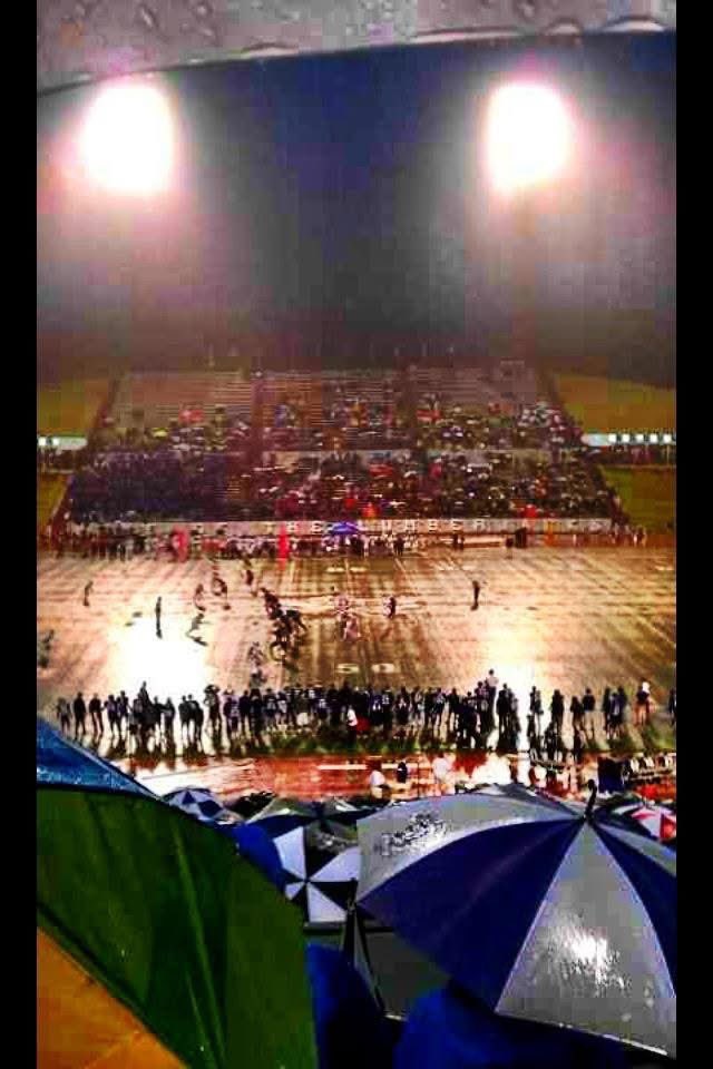 TheRevSFA's tweet photo. SFA vs UCA in 2012. We had damn near a foot of rain that day. It was raining so hard that when they spotted the ball it was floating. https://t.co/Eprz0Vt0HB