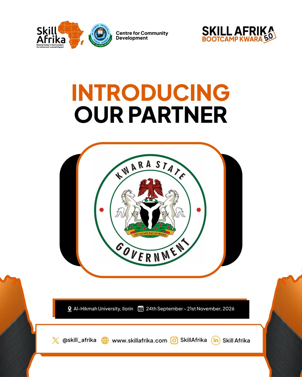 skill_afrika_'s tweet photo. BIG NEWS! THE BIGGEST FISH IS HERE💃🕺

Skill Afrika Bootcamp Kwara 5.0 is proud to welcome the Kwara State Government as a partner in empowering young people with practical digital skills.

Together, we are building skills, creating opportunities, and shaping the future. https://t.co/REDOxFc8FY