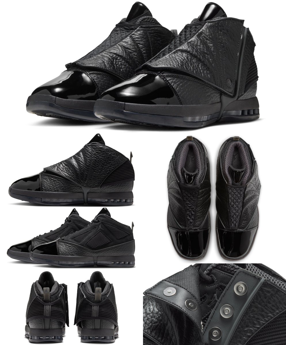 JustFreshKicks's tweet photo. Air Jordan 16 "Black Pack" features a removable sheath 🥷🏻 

🗓️ October 3rd
💰 $245 https://t.co/jobiqepeBE