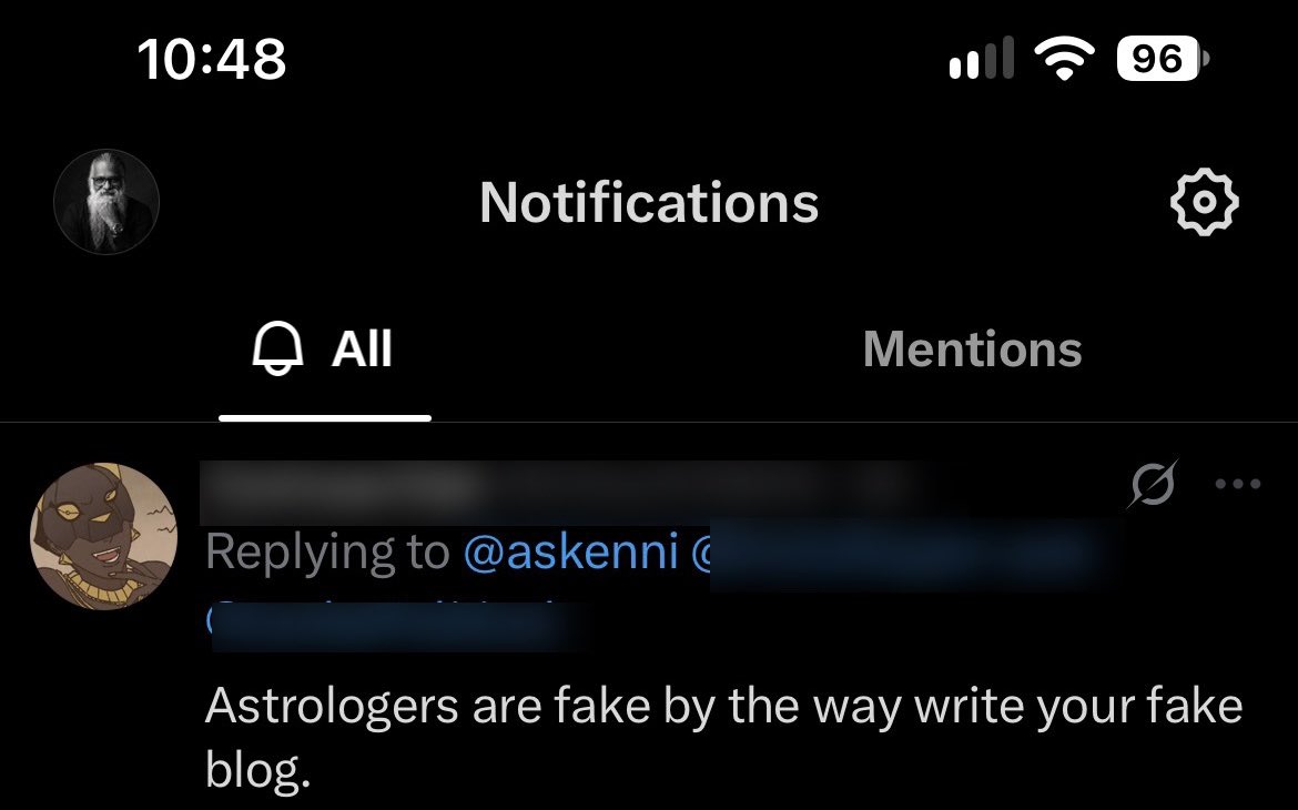 askenni's tweet photo. Whenever someone calls me a “fake” astrologer on social media, I make it a point to call my seven-year-old son and read the comment to him.

Then I tell him, “Remember this when you grow up and get on social media: 90 per cent of the people there are idiots. So be careful.” https://t.co/7yfplt8rqf