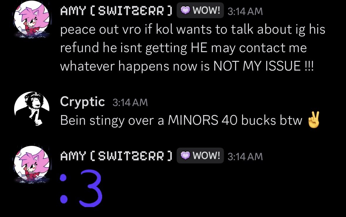 zoxxuu's tweet photo. @SWITZERRWOA #exposed #weirdo #sussyblud
kol is under 18 right..? and whats this about "-18 dni", even tho ur talking to someone under 18. and also why cant he get his refund back? and whats this about you saying you're gonna groom someone? https://t.co/2KQ1IOz38p