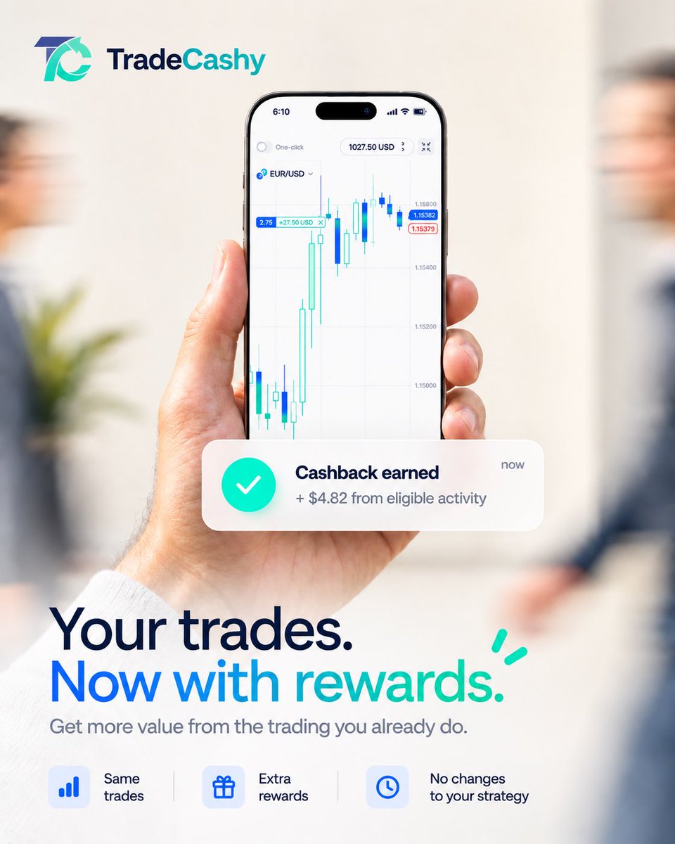 TradeCashycom's tweet photo. What if your trading could give something back? 💙

You’re already placing the trades. Already following your strategy. Already generating trading activity.

With TradeCashy, eligible activity can turn into cashback and rewards — without changing the way you trade. https://t.co/3n8fu6btbI