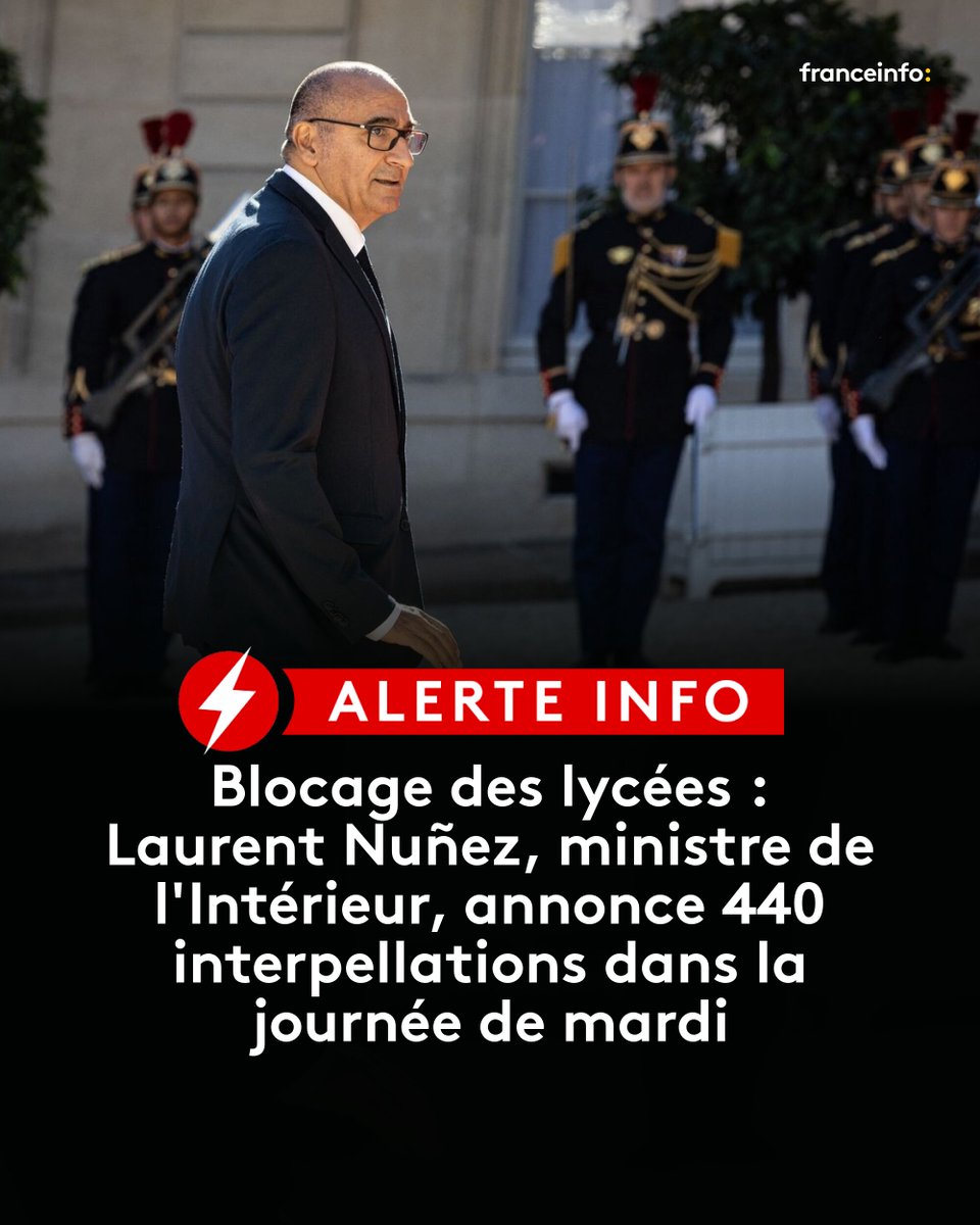franceinfo's tweet photo. 🔴 ALERTE INFO - Selon le locataire de la place Beauveau, ces interpellations concernent principalement des mineurs.

➡️ https://t.co/WAMLofrK1s https://t.co/1gEtPEMkDm