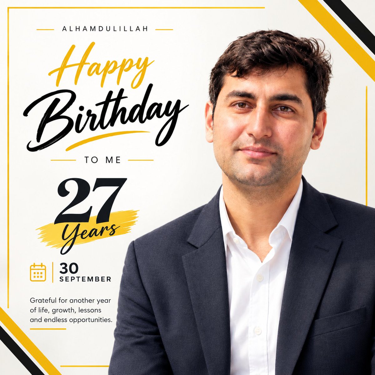 MukarramCh92's tweet photo. Alhamdulillah - 27 Years of Life, Growth &amp; Blessings 🎂
#Birthday https://t.co/ZwrYkO8JR7