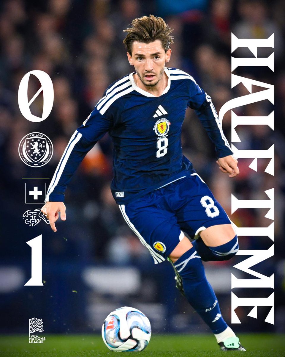 ScotlandNT's tweet photo. HALF TIME: Scotland 0-1 Switzerland.

The visitors lead at the half, but there’s still plenty to play for tonight.

#SCOSUI https://t.co/j6EsZ4wmrT