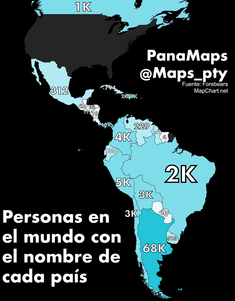 Maps_Pty's tweet photo. Personas en el mundo con el nombre de cada país 🪪 https://t.co/C1OG1iY5SK