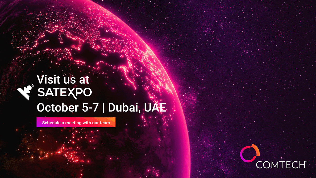 ComtechTel's tweet photo. Meet our team at SATEXPO 2026. October 5-7. Stand No PD-44. Hall S13. Dubai Exhibition Center. 

Contact us to learn more about our Multi-Orbit solutions.

Schedule a meeting here: https://t.co/kfjxRlNOav

#satexpo2026 #cabsat2026 #satellite #space https://t.co/NN8F1Eq7K0