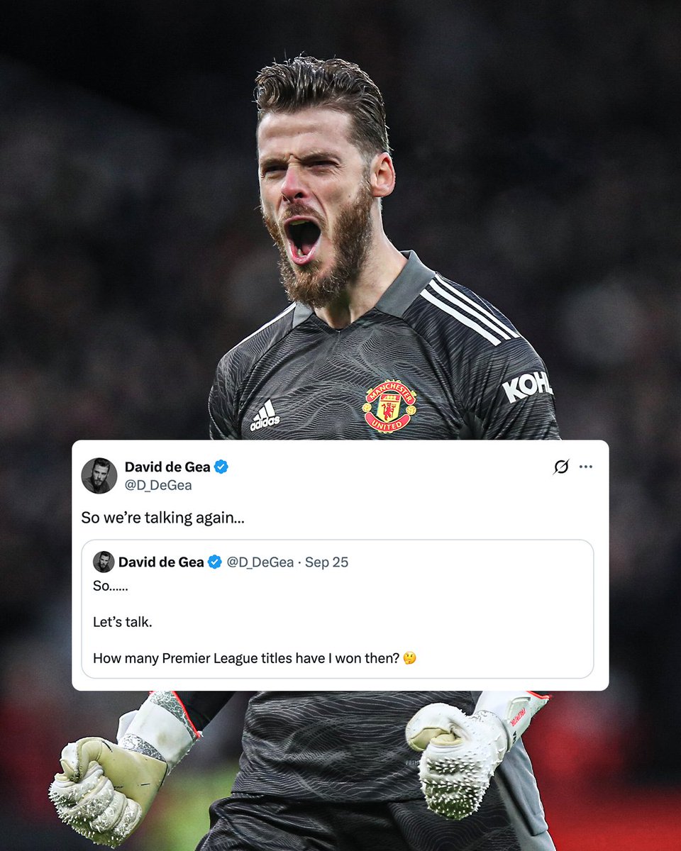 ESPNUK's tweet photo. David de Gea making sure no one forgets 👀 😂 https://t.co/qec2UTtJas