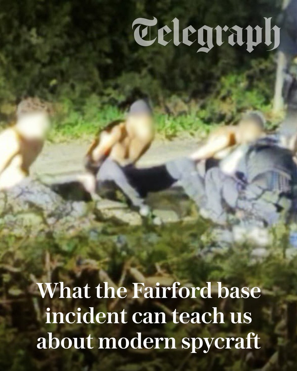 Telegraph's tweet photo. There are several possible explanations for the surprise release on bail of five men arrested near RAF Fairford on Sunday, but perhaps the most obvious answer lies in how enemy states now recruit their operatives.

@PaulNuki has more 👇
https://t.co/Y432dWK0IV https://t.co/XgMijFdFgC