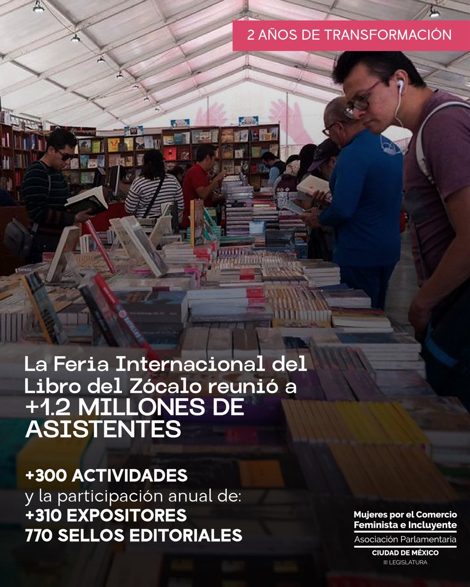 apmcfi_cdmx's tweet photo. La Feria Internacional del Libro del Zócalo reunió a más de 1.2 millones de asistentes, con cientos de actividades y una amplia presencia de editoriales que acercan los libros directamente a la gente en el corazón del espacio público.

#CapitalDeLaTransformación #SegundoInforme https://t.co/WX7OyYPiFb