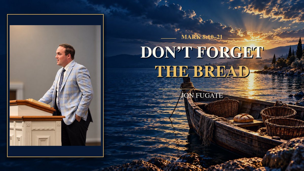 CommonwealthB's tweet photo. After the busyness of service, the disciples saw their one loaf and forgot the multitudes Jesus had fed.

From Mark 8:10–21, Bro. Jon Fugate reminded us: remember Christ’s past miracles, trust Him in the present, and look for His provision ahead. 

Don’t forget the Bread. https://t.co/aXCcMaUxMk