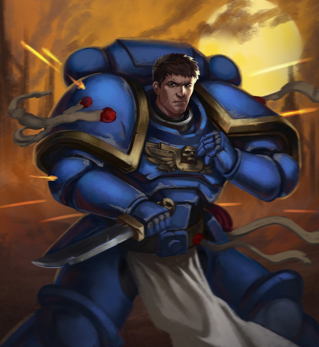 SamTrioni's tweet photo. Space Marine study #40k #Ultramarine #Spacemarines #warhammer40k https://t.co/FFmCG9Mrgi