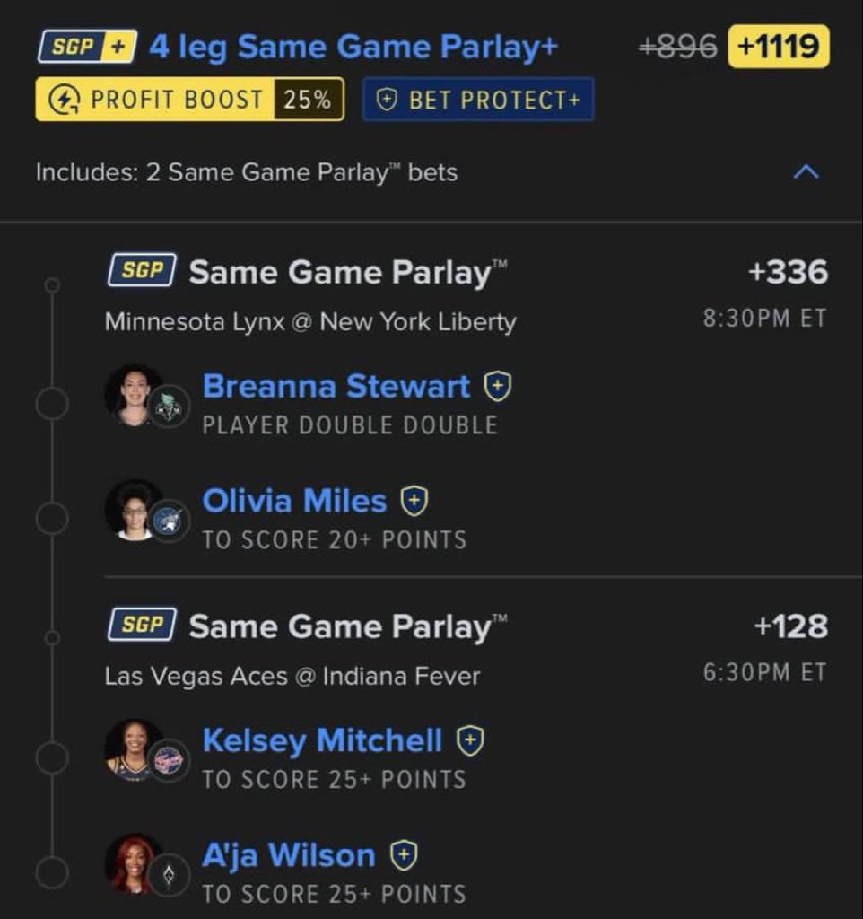 BigSoloWinpid's tweet photo. 🔥 4-LEG SAME GAME PARLAY+ 🔥

🏀 Lynx @ Liberty
• Breanna Stewart — Double-Double
• Olivia Miles — 20+ Points

🏀 Aces @ Fever
• Kelsey Mitchell — 25+ Points
• A’ja Wilson — 25+ Points

💰 +1119
⚡ 25% Profit Boost

#WNBA #WNBABets #Basketball #SportsBetting #Parlay #WNBAPicks #Lynx #Liberty #Aces #Fever

CLICK THE LINK BELOW TO JOIN MY FREE TELEGRAM GROUP FOR VIP BANG👇

https://t.co/PfUdadXpaU