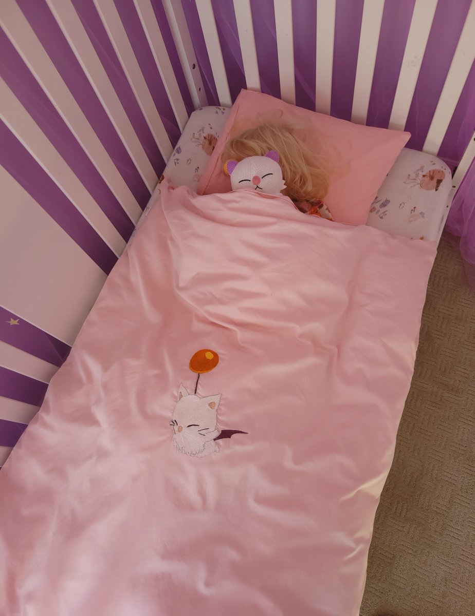 tangledupbrave's tweet photo. I don't know if anyone is interested to see, but I made my daughter a moogle blanket 💕 I'm hoping to embroider stars as a border, but she insisted on having it for nap time 😅
#ffxiv #ff14 #moogle https://t.co/xfTeKaTugO