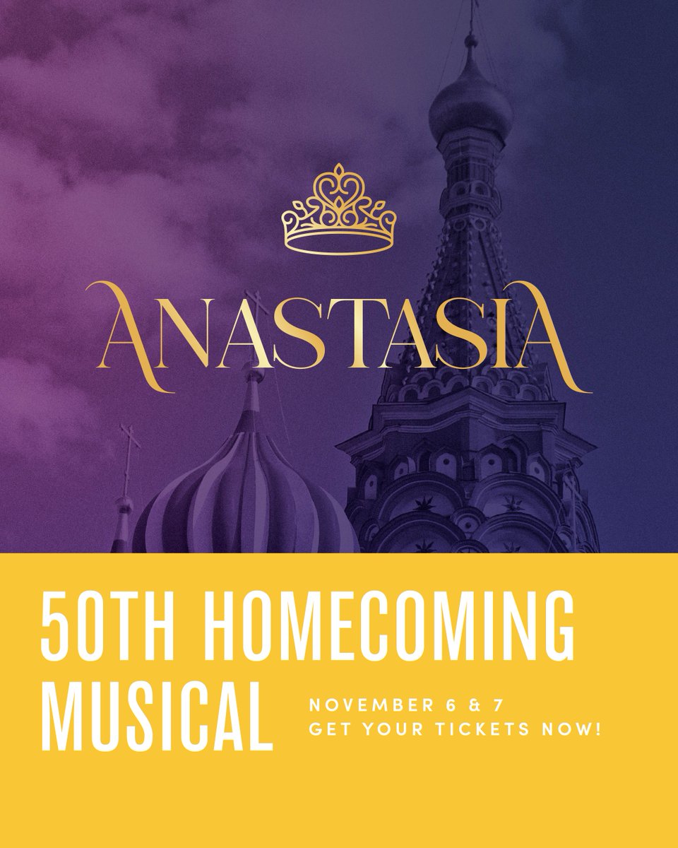 okchristian's tweet photo. Get ready for the Homecoming Musical!
This year's musical is "Anastasia"
Join us for a memorable evening as our talented students bring this story to life on stage! Get your tickets TODAY:
.
.
#OCHomecoming #Homecoming2026 #OKC #Anastasia #homecomingmusical https://t.co/Gug0oLTCsp