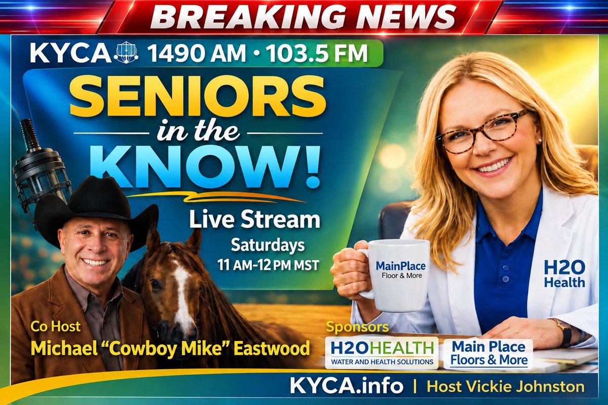 pony4precious's tweet photo. KYCA Seniors in the Know is Michael “Cowboy Mike” Eastwood, joined by special guest Dr. Jen Beyst.Dr. Beyst shares helpful health and wellness information and talks about the upcoming Prescott Health and Wellness Expo on October 3, 2026 For the show https://t.co/7vWevgIEmX https://t.co/XDjYqK3PZb