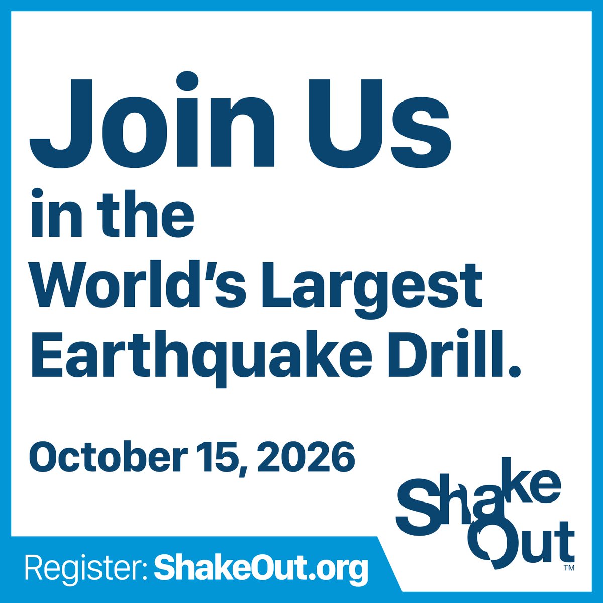 ReadyLACounty's tweet photo. 🌎 Join us for The Great California ShakeOut 2026.

📅 October 15 at 10:15 AM

🟢 Ways to participate: https://t.co/29jlSIhn6s

🟢 Preparing for earthquakes in #LACounty: https://t.co/rtVAprje87

#ReadyLACounty #DisasterPrep #ShakeOut2026 https://t.co/skxMupz3Xv