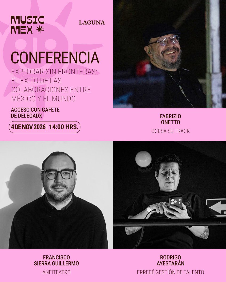 musicmexcdmx's tweet photo. Explorar sin fronteras: El éxito de las colaboraciones entre México y el mundo 🌎

Sé parte de MUSICMEX 2026 y vive este panel con tu Pase de Delegado, que te da acceso tanto a los paneles gratuitos y privados 🎟️

🔗 Consigue el tuyo en https://t.co/FYQWfEXTAC https://t.co/bdsYngWAgi