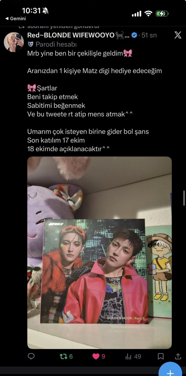 ylsme3's tweet photo. @myworldwooyo Katıldım, cekilis icin tesekkurlerr https://t.co/XYj9Csg2SO