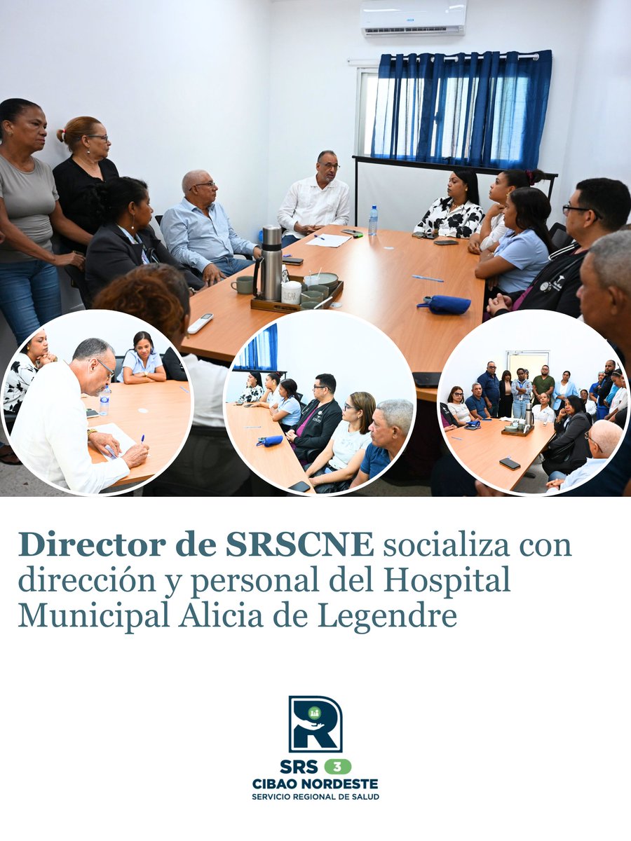 SRSNordeste's tweet photo. El director del Servicio Regional de Salud Cibao Nordeste (SRSCNE), Dr. Rafael de Jesús Rodríguez Cruz, sostuvo este martes una jornada de socialización con la dirección y el personal del Hospital Municipal Alicia de Legendre, de Villa Riva.

#SRSCNE #VillaRiva #AliciaDeLegendre https://t.co/OStHaJVDcM