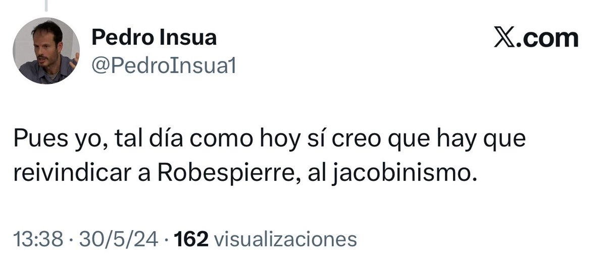 Sr_Donze's tweet photo. Robespierre abanderó un régimen criminal. Y el jacobinismo, en la práctica, acabó significando purgas de adversarios, delaciones, certificados de civismo, Ley de Sospechosos, tribunales sin garantías y guillotina. También, la represión de La Vendée con sus columnas infernales, los ahogamientos colectivos en el Loira y la aniquilación de ancianos, mujeres (llamadas «surcos reproductores») y niños (a los que se llegó a describir como «víboras» que había que ahogar o como «lobeznos» que algún día se convertirían en lobos). El propio Robespierre justificó el Terror como una «emanación de la virtud». Reivindicar a Robespierre tiene tela.