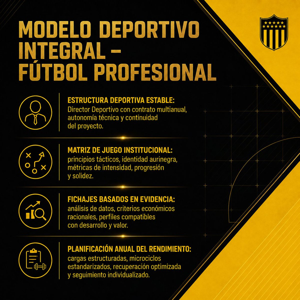 lazzarinocarlos's tweet photo. Voy a compartir todas las imágenes que componen el Plan Peñarol 2026–2029, un trabajo que comenzamos a desarrollar desde enero de este año.

Para quienes  “critican” por utilizar IA: sí, las imágenes fueron realizadas con IA, pero todo su contenido fue extraído del Plan matriz, elaborado en PDF. La herramienta fue simplemente el medio para presentar visualmente sus contenidos.

La idea es que puedan conocer cómo se estructura este programa estratégico y todos los temas que aborda.

El Plan completo puede descargarse en https://t.co/LRO2EECCAD.
