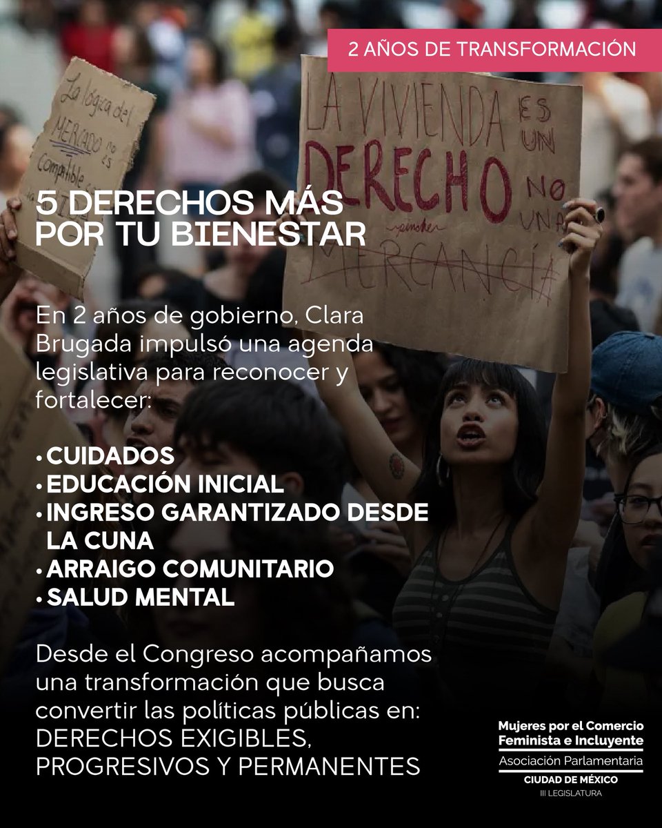 apmcfi_cdmx's tweet photo. En estos dos años, nuestra jefa de Gobierno, @clara_brugada_m, no sólo ha puesto en marcha nuevos programas y políticas públicas. También ha impulsado una agenda legislativa para que los derechos conquistados permanezcan y puedan seguir avanzando más allá de una administración. https://t.co/1sYuALXYgV