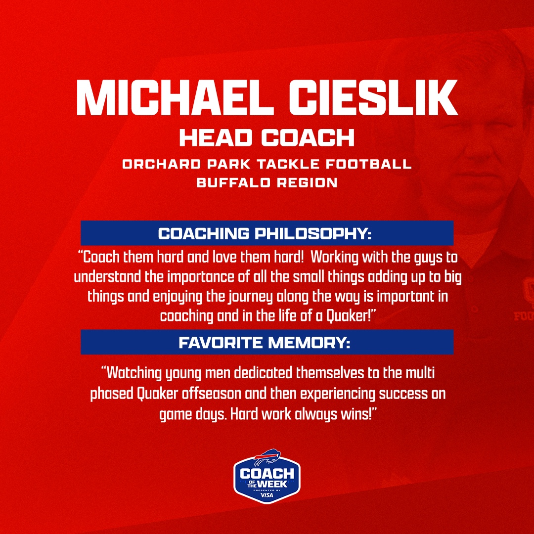 BuffaloBills's tweet photo. Congratulations to our Week 4 Coaches of the Week, Michael Cieslik and Steve Marriott! 

@visa | #BillsMafia