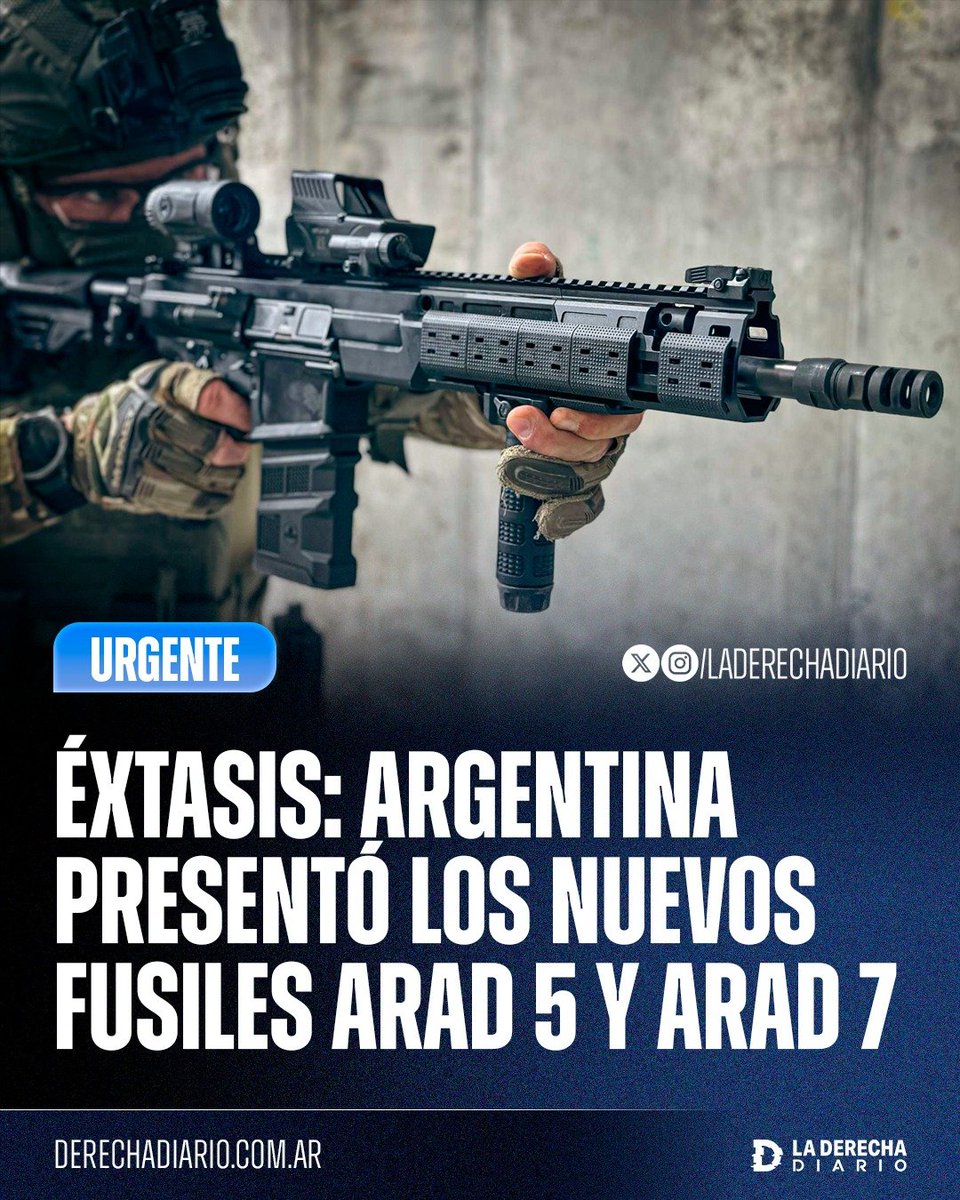 laderechadiario's tweet photo. 🚨🇦🇷🇮🇱 | ÉXTASIS: ARGENTINA PRESENTÓ LOS NUEVOS FUSILES ARAD 5 Y ARAD 7

El ministro de Defensa de Milei, Carlos Presti, encabezó la presentación de la primera tanda de fusiles israelíes que comenzaron a incorporarse al Ejército, la Armada y la Fuerza Aérea.

Los ARAD 5 y ARAD 7 llegan con miras MEPRO M5 y forman parte del recambio gradual del histórico FAL.