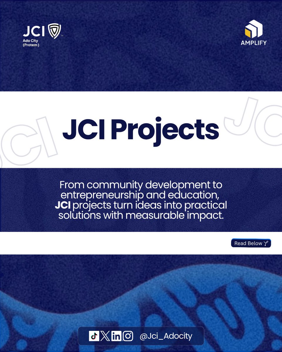 Jci_Adocity's tweet photo. DAY 17 - KNOW JCI

JCI Projects

JCI members identify real problems within their communities and work together to create initiatives that address those needs.

These projects can focus on:
Community development
Entrepreneurship &amp; business
Education &amp; skills development https://t.co/0QRsvU1SNR