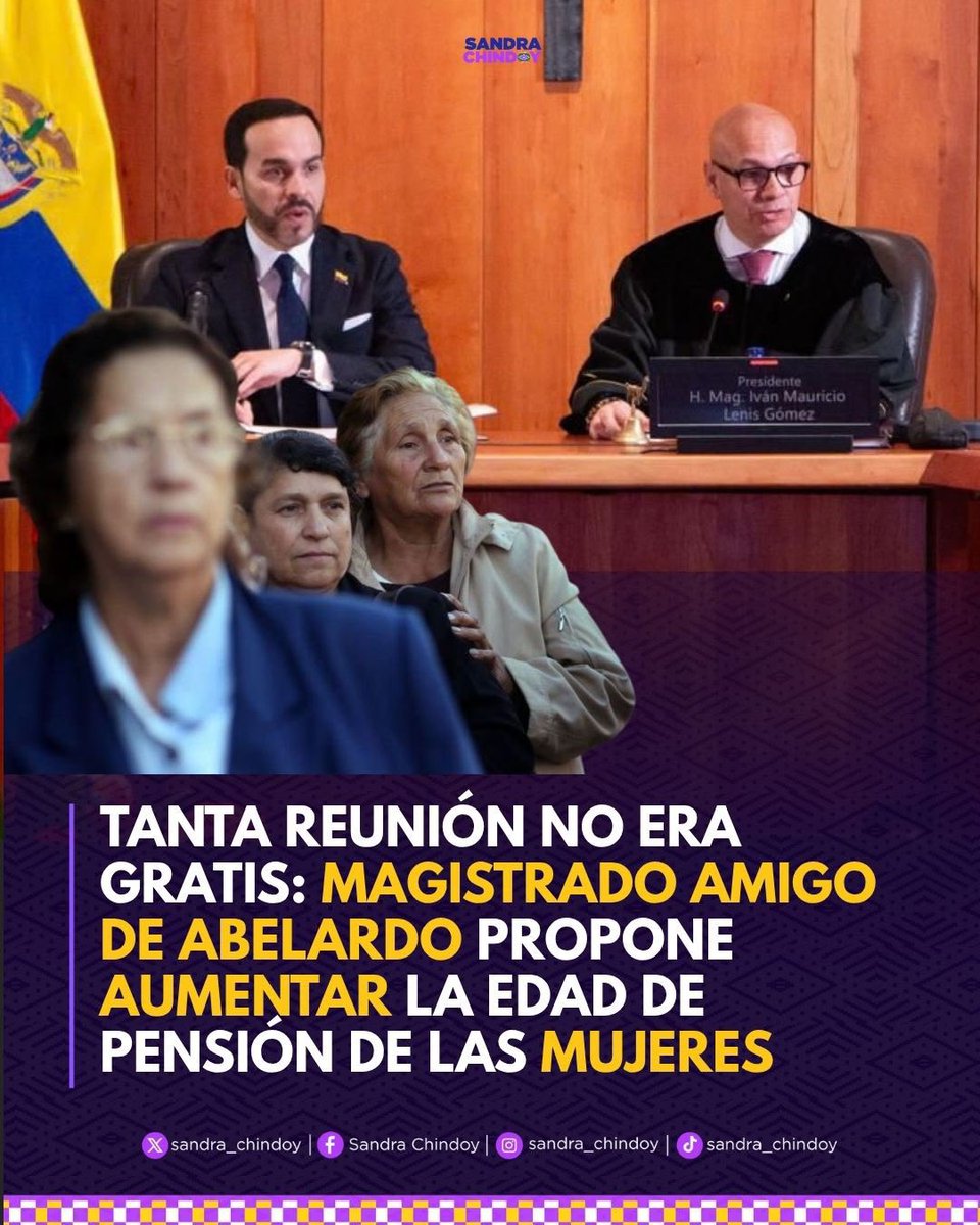 sandra_chindoy's tweet photo. 🔴 VEAN ESTO ¡le van a aumentar la edad de pensión a las mujeres en Colombia¡

Tanta reunidera entre el magistrado Lenis y Abelardo no era gratis: El amigo de Abelardo va a hacer el milagro de igualar los requisitos de pensión para ambos sexos a 62 años. 

Petro bajó las semanas dando beneficios a las mujeres, este gobierno les quiere aumentar 5 años. #Pensiones #Abelardo #MagistradoLenis